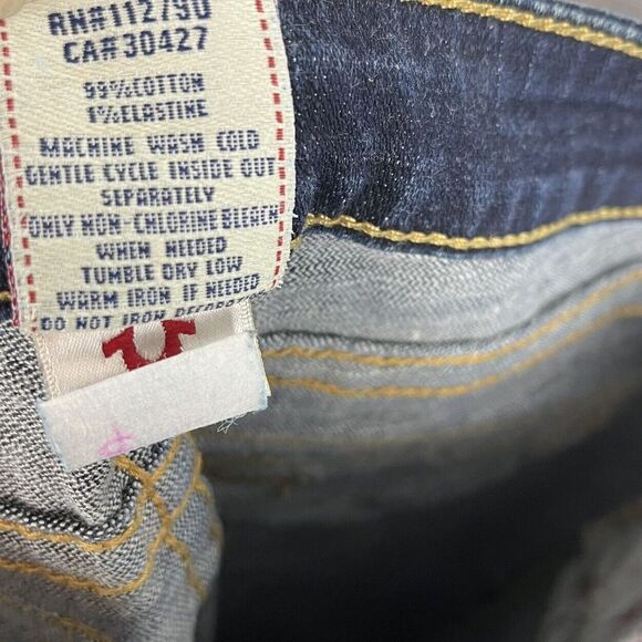 True Religion Joey Dark Wash Skinny Jeans Gold Sequin Pockets Size 26 In…​​​ - Picture 8 of 9